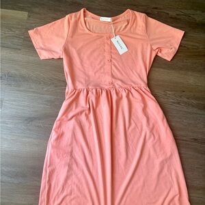 Peach Short-Sleeve Dress